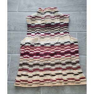 St. John‎ Collection Knit Sleeveless Turtleneck Sweater Geometric Pattern Small